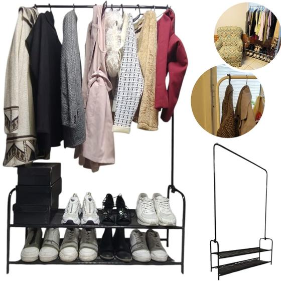 Imagem de Cabideiro Arara De Roupas Com Sapateira Closet/loja/quarto