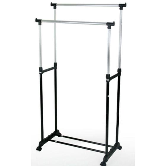 Imagem de Cabideiro Arara Dupla P/ Roupas A.160cm  Ajust. C/ Sapateira - Clink