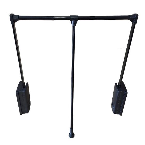 Imagem de Cabideiro Basculante Extensível Tubo Preto 60cm a 83cm 12kg