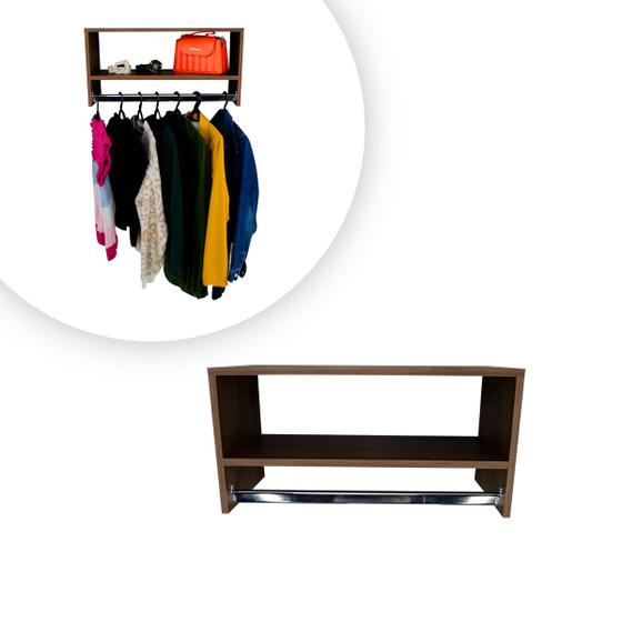Cabideiro De Parede Arara Em Mdf Marrom Com Nicho 60cm - 4 Uni - Shop ND Imagem de Cabideiro De Parede Arara Em Mdf Marrom Com Nicho 60cm - 4 Uni