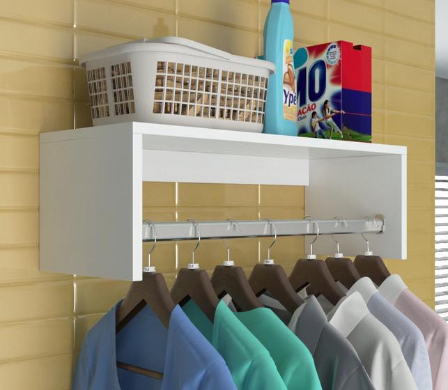 Cabideiro de Parede Arara p/ Roupas Branco Menor preço em Cabideiro de Parede Arara p/ Roupas Branco