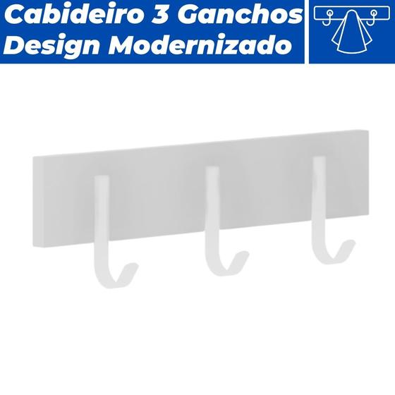 Imagem de Cabideiro De Parede Madeira Industrial Com 3 Ganchos Simples