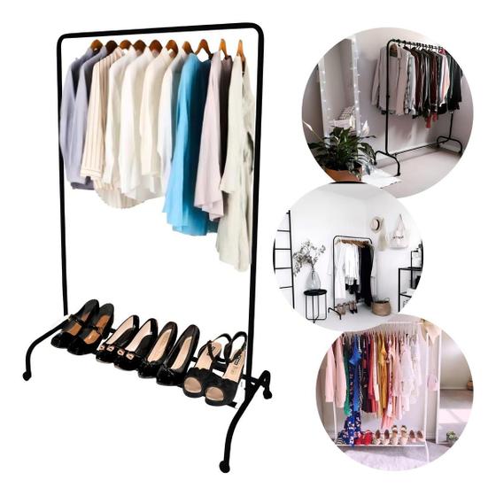 Cabideiro De Roupas Arara De Roupas Com Sapateira Loja, Quarto Aço Menor preço em Cabideiro De Roupas Arara De Roupas Com Sapateira Loja, Quarto Aço