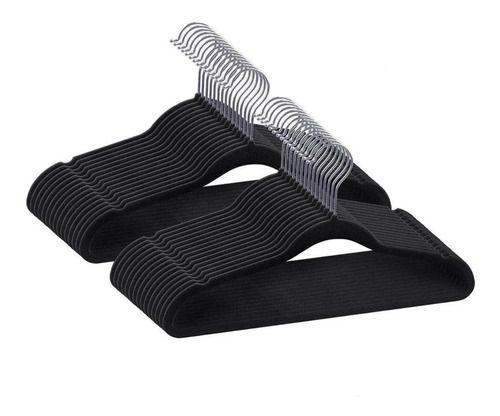 Imagem de Cabides Aveludados Slim Resistente Adulto Com 30 Cabide Preto