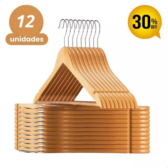 Cabides de madeira com verniz kit 12 unidades Para Roupas - Genérico ...