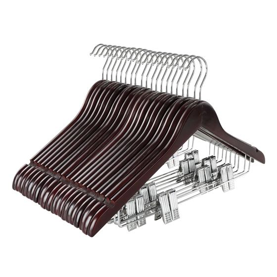 Imagem de Cabides de Madeira TOPIA HANGER com Clipes Ajustáveis (Pacote com 20)