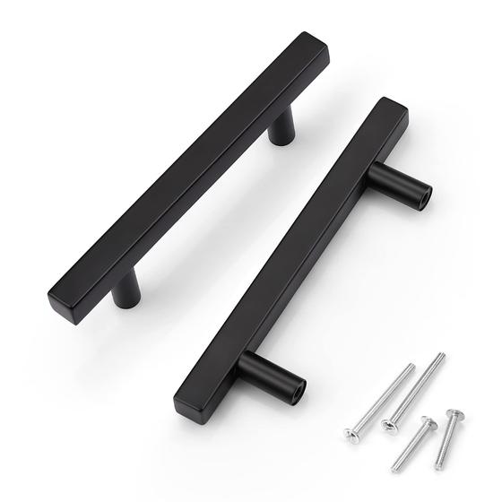 Imagem de Cabinet Pulls KNOBWELL em aço inoxidável preto de 9 cm, pacote com 15