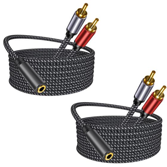 Imagem de Cable ShineKee 3,5 mm fêmea para 2 RCA macho 30 cm, pacote com 2