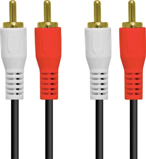 Imagem de Cabo 2 Rca X 2 Rca 1.5 Metros Com Conectores Dourado - 2rca-15g - PC / 10