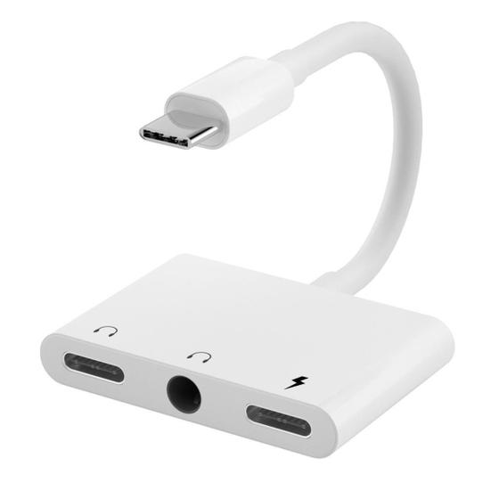 Imagem de Cabo Adaptador 3 Em 1 Duplo Android Usb C Type C Branco