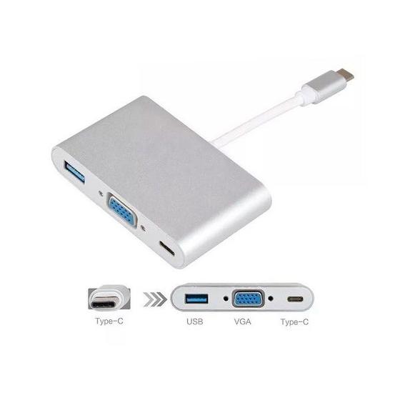 Imagem de Cabo Adaptador 3 em 1 USB-C 3.1 TYPE-C para VGA - USB 3.0 JC-TYC-VGA31 F3