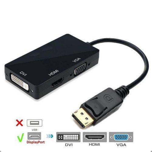 Cabo Adaptador Conversor 3 em 1 DisplayPort para HDMI/DVI/VGA Menor preço em Cabo Adaptador Conversor 3 em 1 DisplayPort para HDMI/DVI/VGA