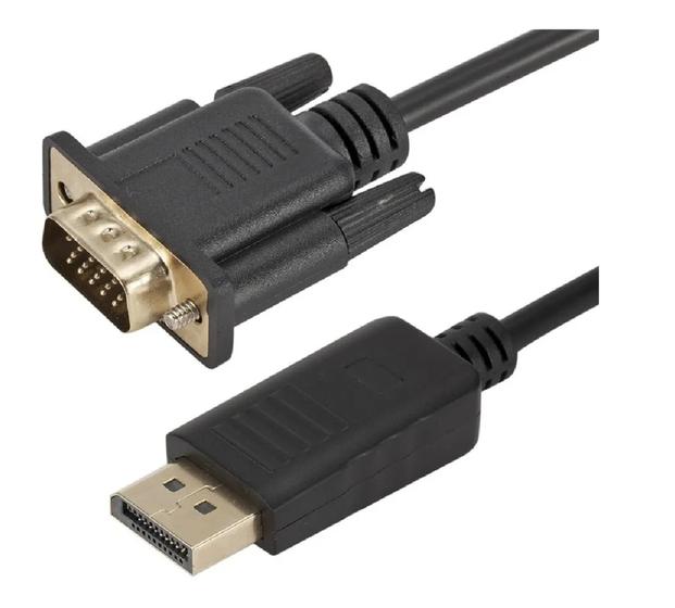 Cabo Adaptador Displayport X Vga Macho 1.80 Metros Banhado Vídeo PC Menor preço em Cabo Adaptador Displayport X Vga Macho 1.80 Metros Banhado Vídeo PC