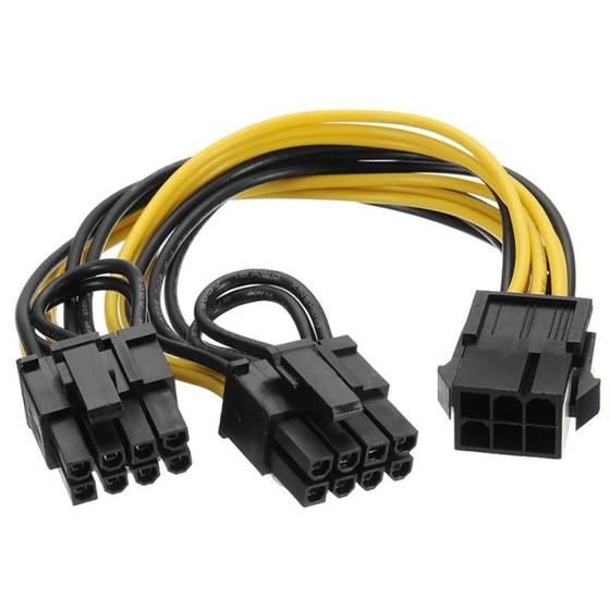 Imagem de Cabo Adaptador Energia Placa de Vídeo 6 pinos Para dual 8 pinos (6+2 pinos) PCI-e PCI Express Extensor Divisor Conector Splitter Y GPU Mineração Riser