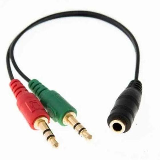 Imagem de Cabo Adaptador Headset Para Fone, 2 P2 Macho Para 1 P2 Fêmea