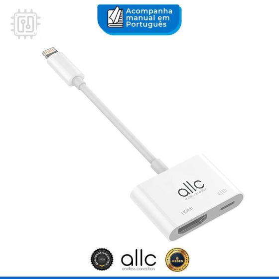 Cabo Adaptador Lightning para HDMI - Espelhar Tela do iPhone iPad na TV Menor preço em Cabo Adaptador Lightning para HDMI - Espelhar Tela do iPhone iPad na TV
