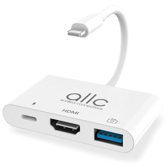 Imagem de Cabo Adaptador Lightning Para HDMI USB 3.0 OTG Entrada para Carregador Compatível com iPhone iPad