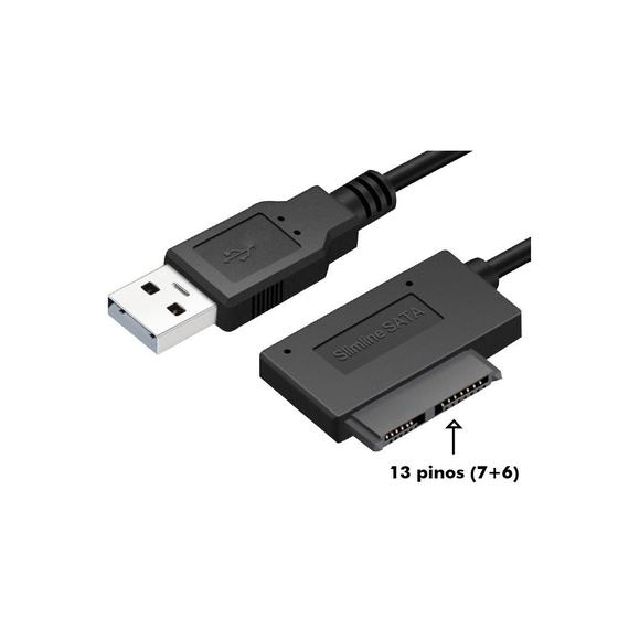 Imagem de Cabo Adaptador Mini Sata P/Usb Gravador Cd Dvd Note