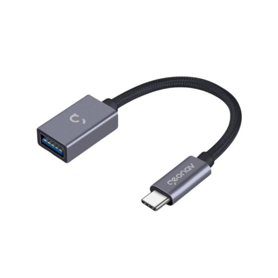 Imagem de Cabo Adaptador OTG USB-C para USB-A 3.1 Mais Rápido Comprimento 15cm Material Alumínio e Nylon UCA01 Geonav