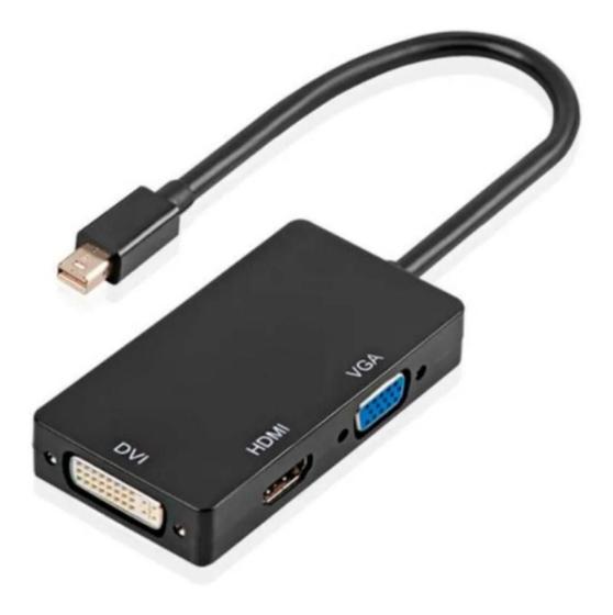 Imagem de Cabo Adaptador Thunderbolt HDMI VGA DVI 3x1 - Preto 10 cm