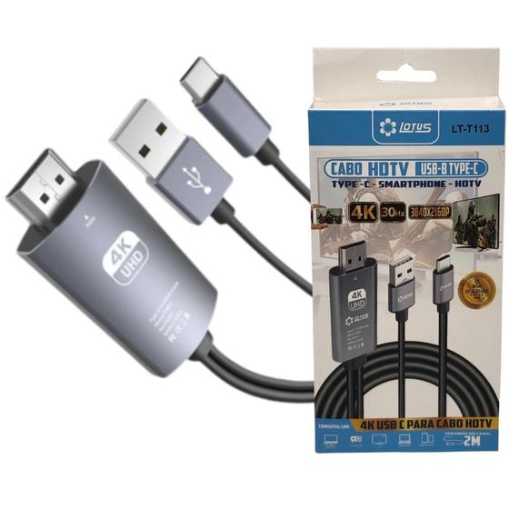 Imagem de Cabo Adaptador Tipo C Para Hdmi E Usb 4k 30hz Projetor Tv Pc 2m