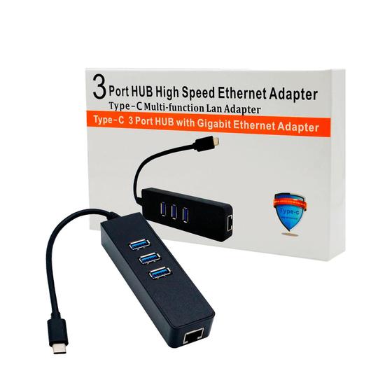 Imagem de Cabo Adaptador Type-C para RJ45 Lan Gigabit / USB 3.0