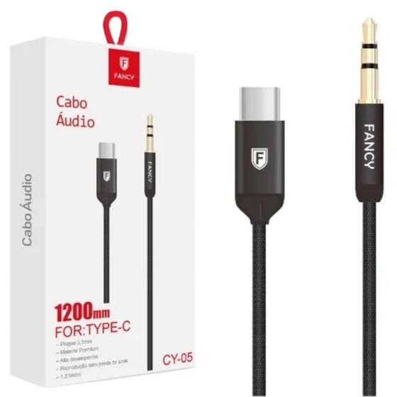 Imagem de Cabo Auxiliar P2 Tipo-C Usb-c Para Som de Carro CY-05 Preto Fancy