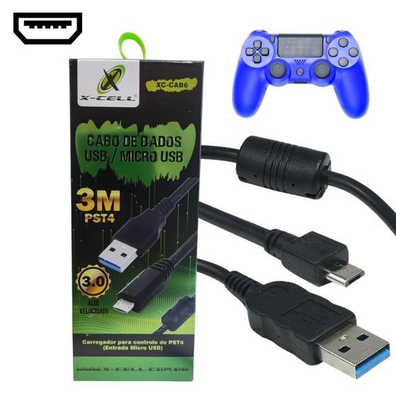 Imagem de Cabo Carregador Controle Micro USB Ps4 V8 Filtro de Linha