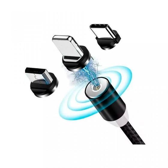 Imagem de Cabo Carregador Magnetico 3 Em 1 Micro Usb Tipo C Judrif
