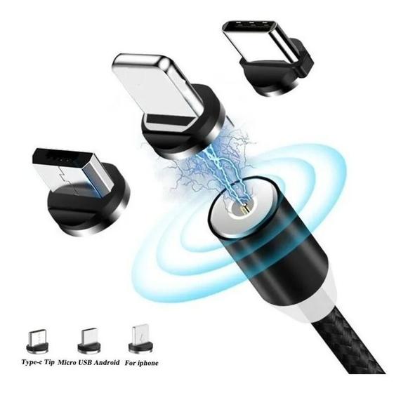 Cabo Carregador Magnético 3 Em 1 Tipo C/lightning Micro Usb Menor preço em Cabo Carregador Magnético 3 Em 1 Tipo C/lightning Micro Usb