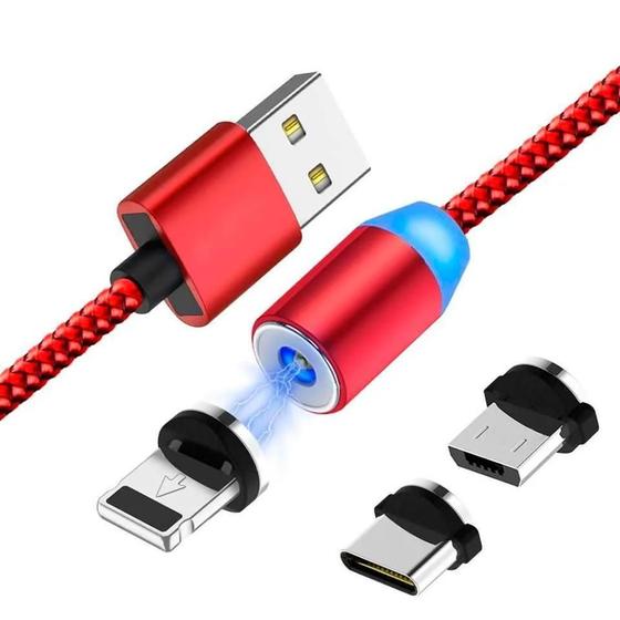 Imagem de Cabo Carregador Magnetico 3 Em 1 Usb Tipo C 