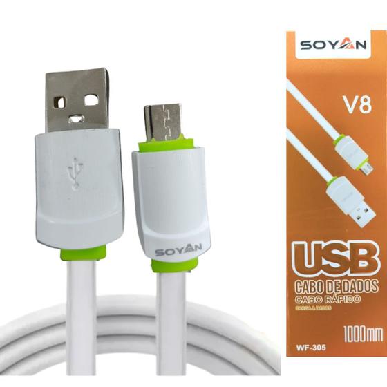 Imagem de Cabo Carregador Micro Usb Soyan Turbo Reforçado V8 1 Metro