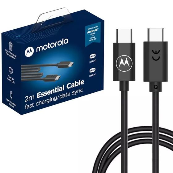Imagem de Cabo Carregador Motorola Original USB-C Para USB-C 2 Metros - Moto G32, G42 , G52, G62, G82, edge 30 Neo, edge 30, edge 30 Fusion, edge 30 Pro