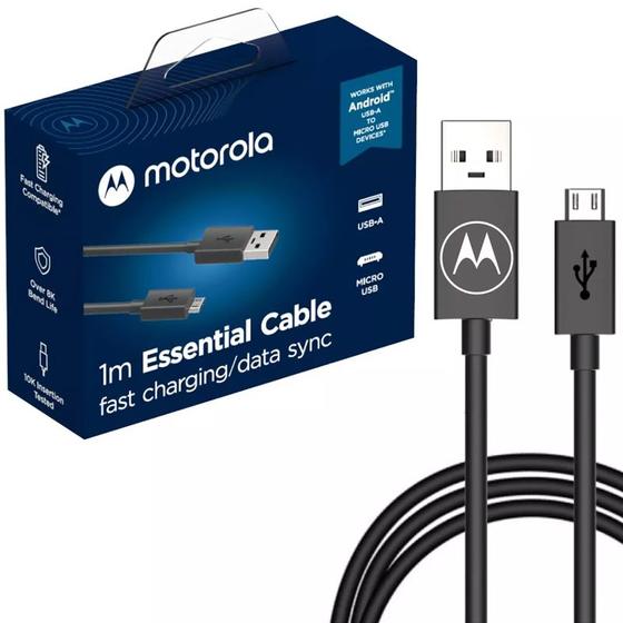 Imagem de Cabo Carregador Original Motorola USB-A para MICRO USB Sem Embalagem - Moto E5 Plus, G4 Plus, G5 Plus, G6 Play, E6 Play, E6 Plus, E6s, E6i, E7 Plus