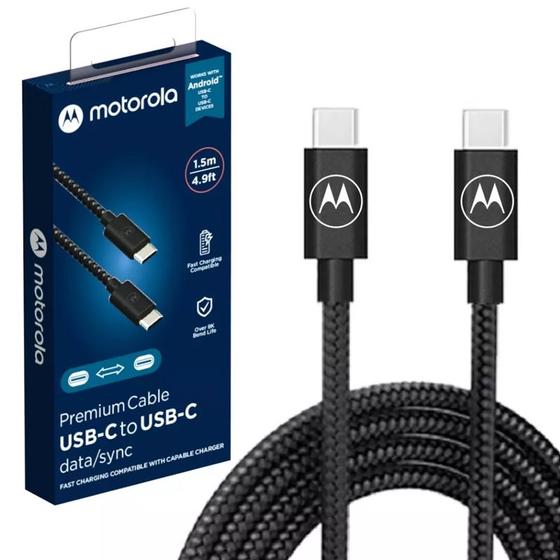 Imagem de Cabo Carregador Original Motorola USB-C Para USB-C 1,5 Metros - Moto G82, edge 30 Neo, edge 30, edge 30 Fusion, edge 30 Pro, edge 30 Ultra