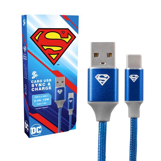 Imagem de Cabo Carregador Rápido Turbo Usb-A para Tipo C - Superman