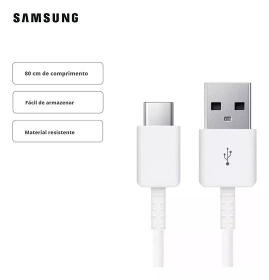 Imagem de Cabo Carregador Samsung Original Tipo C A14 A15 A24 A25 A34 - Fast Charge USB-C Turbo - Branco