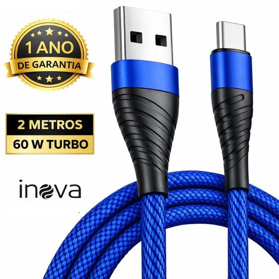 Imagem de Cabo Carregador Tipo C Android Reforçado 2 Metros Original Inova