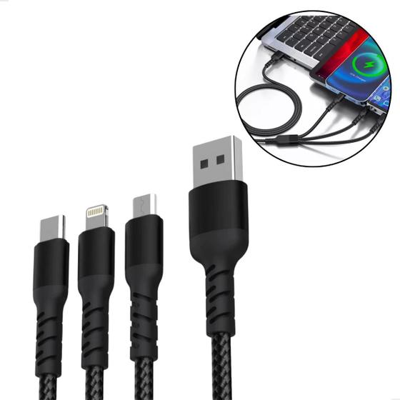 Imagem de Cabo Carregador Usb  3 Em 1 Tipo-c Lightning E  V8