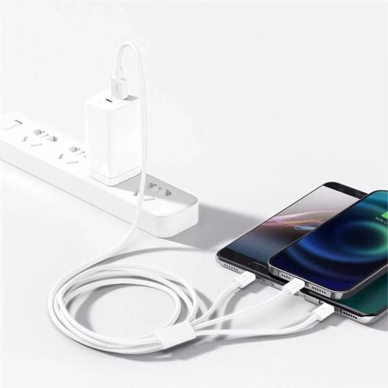 Imagem de Cabo Carregador Usb Tipo C Lightning E Micro V8 3 em 1 Carga Rápida 1.2m Resistente