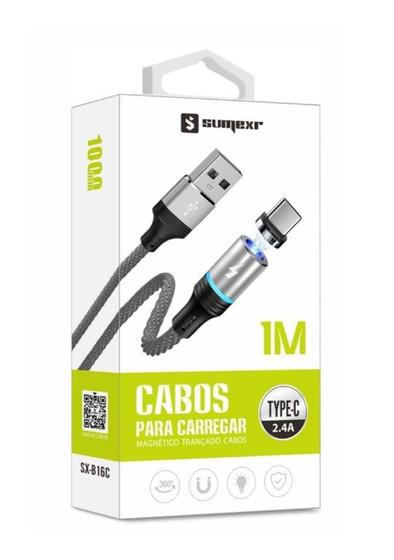 Imagem de Cabo Carregador USB Tipo C Magnetico Para Celular Smartphones Modelo Conector Type C