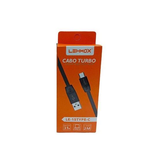 Imagem de Cabo carregador usb type c 3.1a 2m le-15 preto lehmox