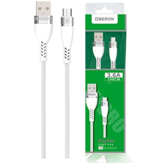 Imagem de Cabo carregador v8 x usb 1 metro para celular oberon - or-co04/m1