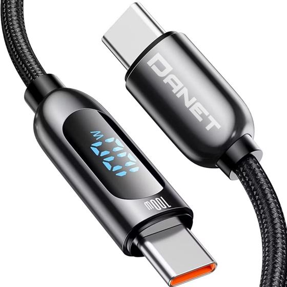 Imagem de Cabo Carregamento Rápido Visor Dados USB Tipo C 1.2m Trançado