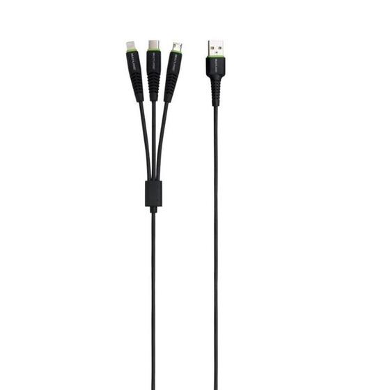 Imagem de Cabo Celular 3 Em 1 Type C + Lightning + Micro Usb 1,4m Wi382