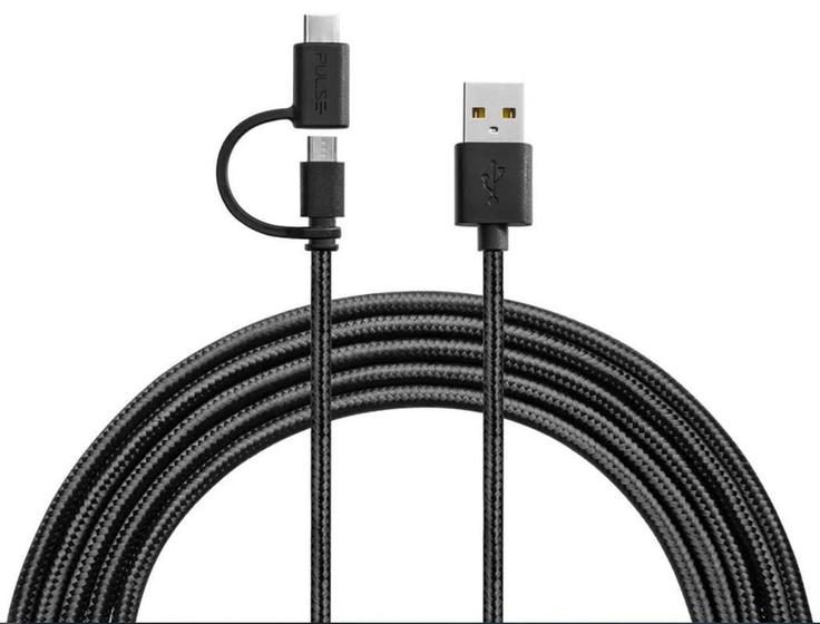 Imagem de Cabo Celular Premium 2 X 1 Micro Usb/Tipo-C 1,5M Pulse Wi415