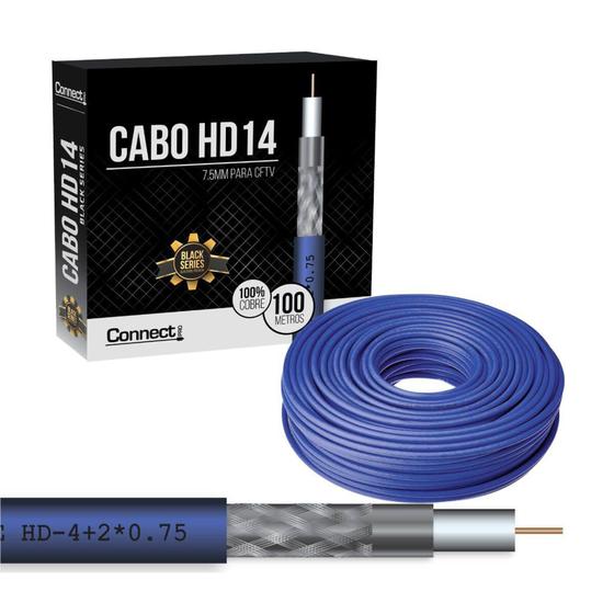 Imagem de Cabo Cftv Hd 7.5mm - Hd14 Rolo Com 100 Metros 100% Cobre - CPRO