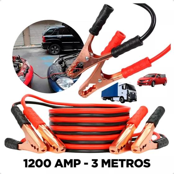 Imagem de Cabo Chupeta 1200Amp Emergência Automotivo 3 Metros