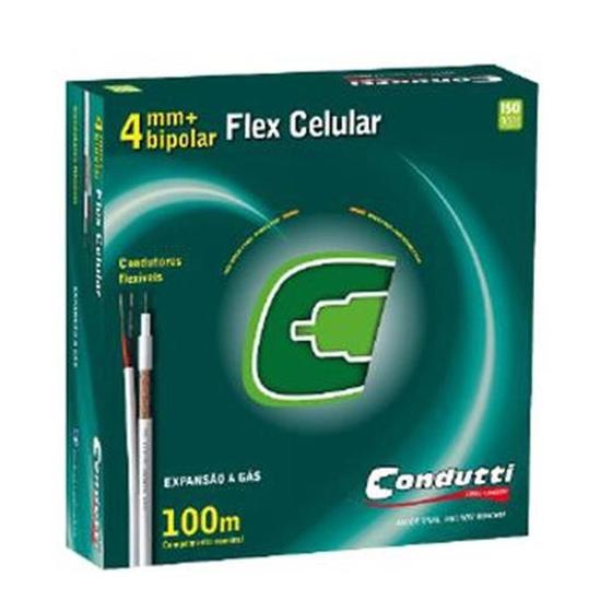 Imagem de Cabo coaxial 4mm  80% malha 2x26awg com alimentacao prof condutti cx 100m