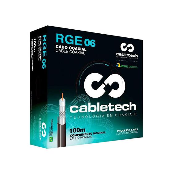 Imagem de Cabo Coaxial Cabletech RGE-06 60% Preto 100METROS 802216000P0CB11
